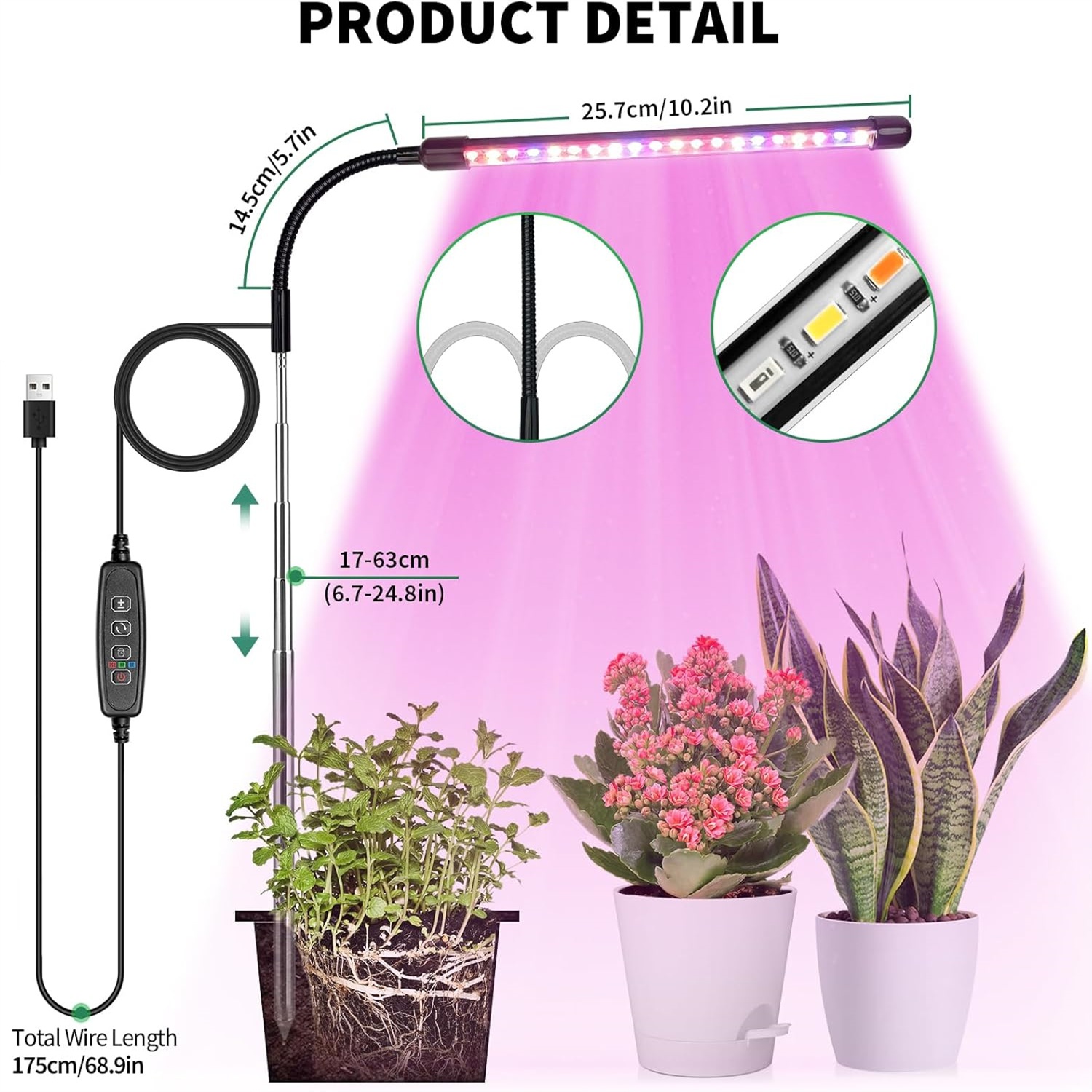 3Colors USB Grow Lamp Plant Fu - Plant Grow Light Full Spectrum ulasan dan harga