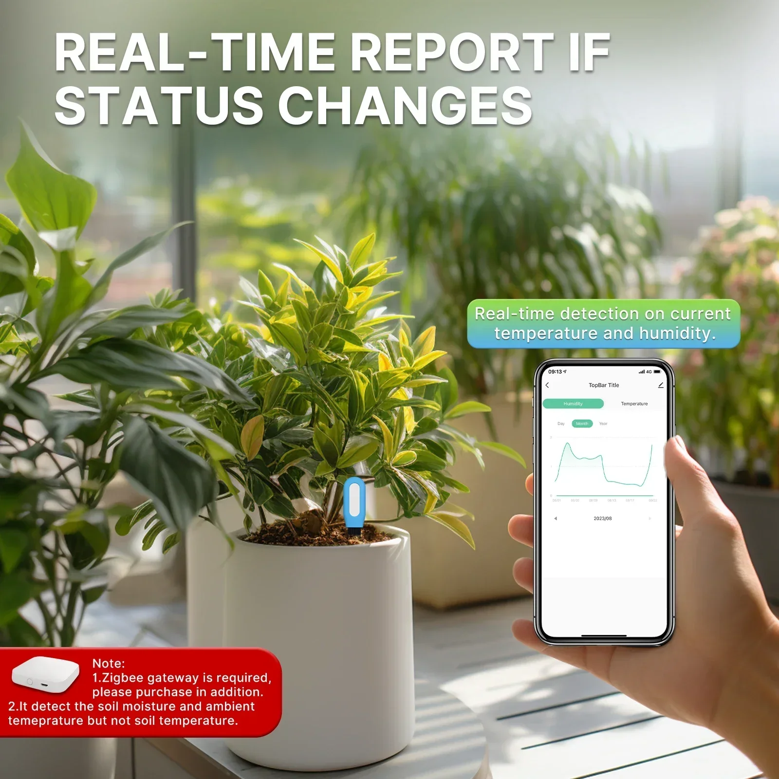 MOES Smart ZigBee Soil Tempera - Smart Garden Sensors ulasan dan harga